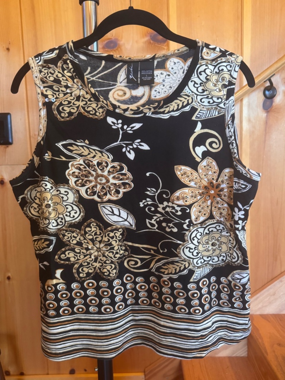 Sequins patterned tank top size large
